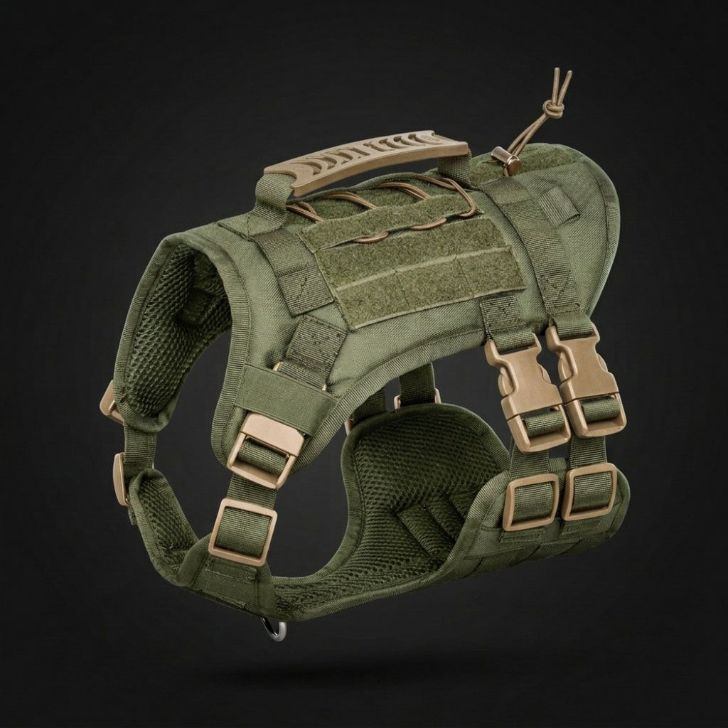 Tactical Dog Harness with Handle & MOLLE System — No Pull Military Vest | Padded Breathable Harness for Large Dogs | German Shepherd Malinois Pitbull | K9 Training