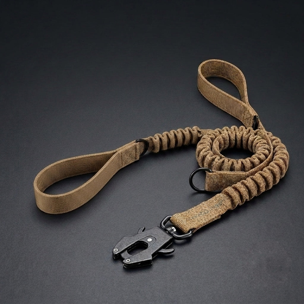 Heavy Duty Dog Leash — Tactical Bungee, QD Frog Buckle, Shock Absorbing, Padded Handle | K9 Training Leash for Large Dogs | K9 Forge