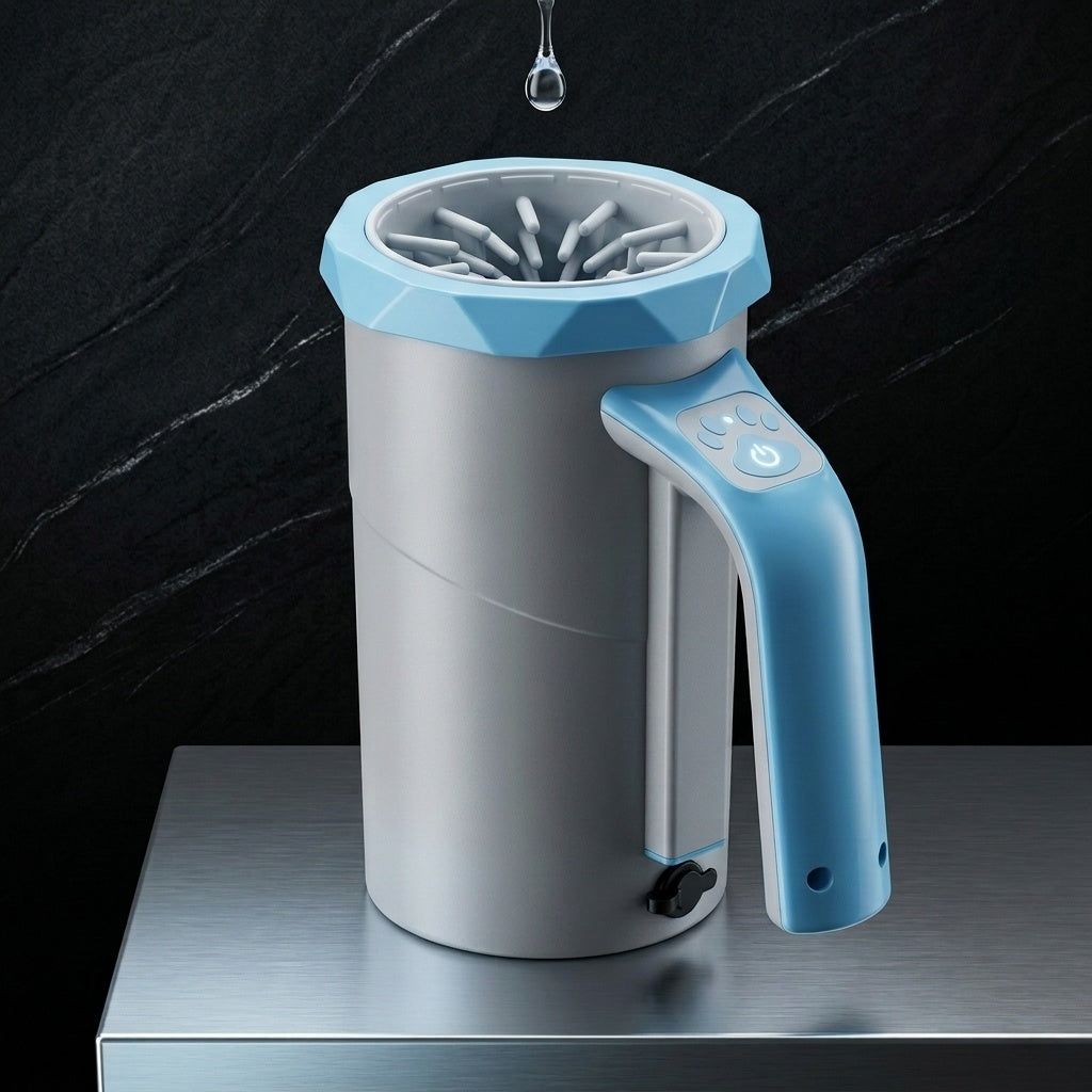 Automatic electric dog paw cleaner cup blue – silicone brush spin washer for large dogs dirty paws