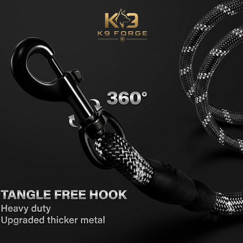 Dog leash 360 degree tangle free hook – heavy duty upgraded thick metal snap hook for large dogs
