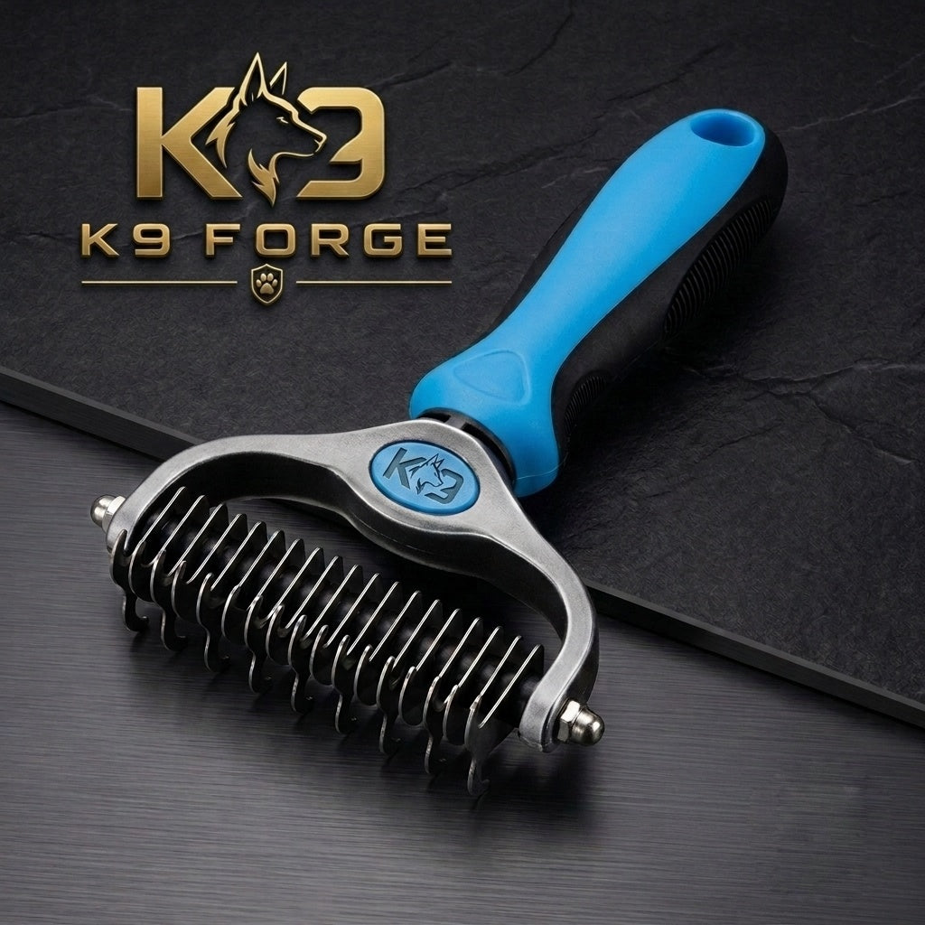 K9 Forge dog deshedding tool rounded teeth gentle grooming 
inner blade undercoat rake stainless steel