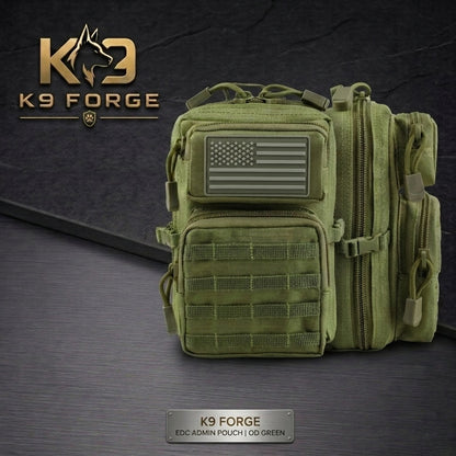 K9 Forge EDC admin pouch OD green – tactical MOLLE organizer bag for outdoor and military use