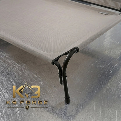K9 Forge elevated dog cot metal frame – one-piece bend design with non-slip legs