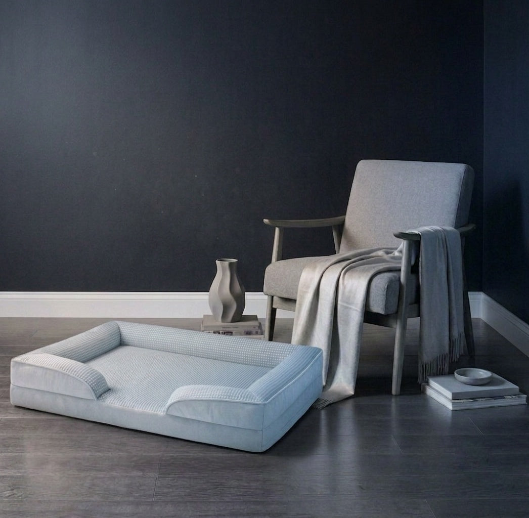 Large dog bed with bolster gel memory