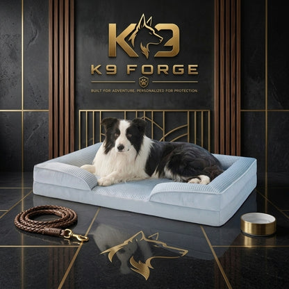Border Collie on large orthopedic dog bed – gel memory foam bolster bed with washable cover
