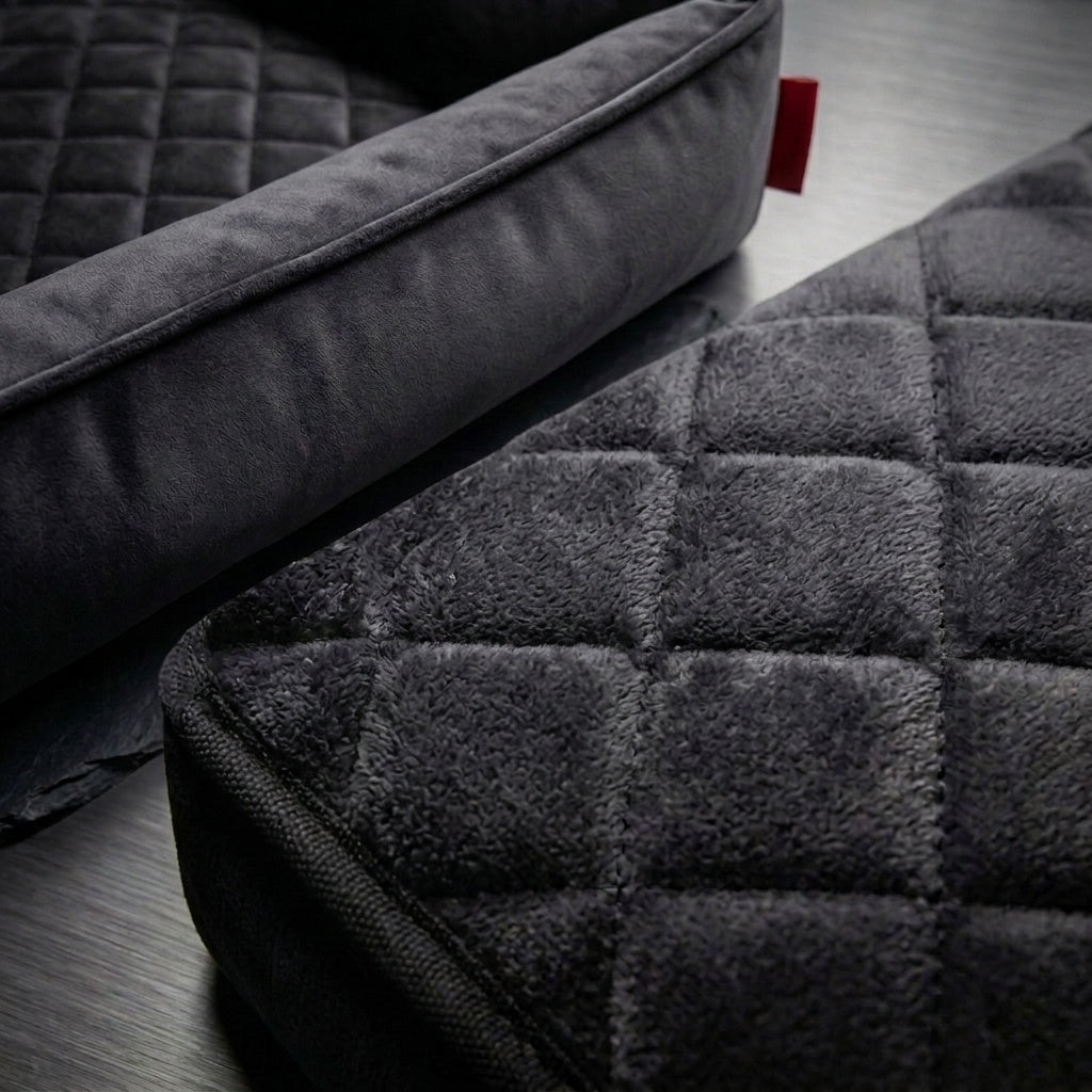 Orthopedic dog bed quilted velvet interior – diamond pattern removable washable cover with zipper