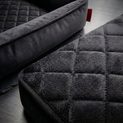 Orthopedic dog bed quilted velvet interior – diamond pattern removable washable cover with zipper
