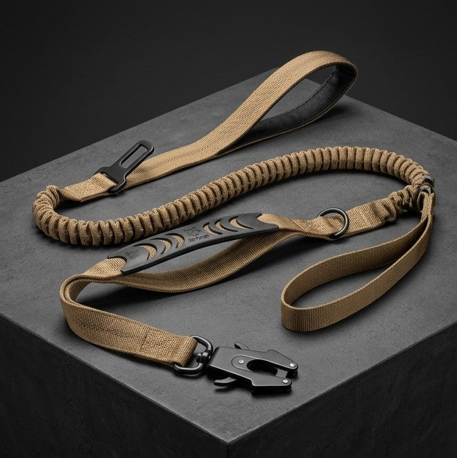 Heavy Duty Dog Leash — Tactical Bungee, QD Frog Buckle, Shock Absorbing, Padded Handle | K9 Training Leash for Large Dogs | K9 Forge