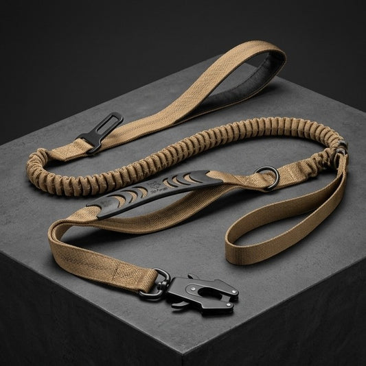Heavy Duty Dog Leash — Tactical Bungee, QD Frog Buckle, Shock Absorbing, Padded Handle | K9 Training Leash for Large Dogs | K9 Forge