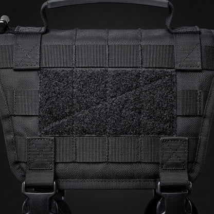 K9 Forge tactical dog harness Picatinny rail top handle close-up, military K9 vest handle for control and attachment