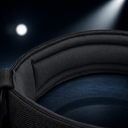Close-up of thick neoprene foam padded interior lining on wide tactical dog collar — comfortable heavy duty collar for large breed dogs